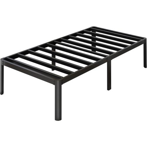 14 Inch Twin Bed Frames Rounded Corner Legs Heavy Duty Platform Twin Metal Bed Frame for Kids, Easy Assembly, Noise Free, No Box Spring Needed, Black.