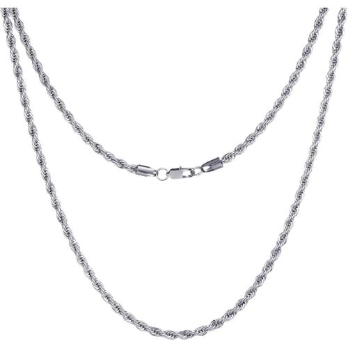 FEEL STYLE Stainless Steel Chain 925 Silver Rope Chains 3-5mm Twist Rope Necklace 14-30 Inch