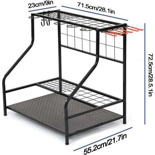 Garden Tool Organizer for Garage，Garden Tool Rack，Tool Organizers and Storage，for Long Handle Tools,Rake,Brooms, Hooks， Small Shovel,Shear，Black