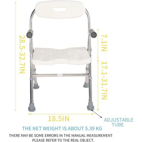 Elderly Assis Medical Shower Bath Seat Adjustable Shower Chair Portable Bath Seat Shower Chair Seat Bench for Seniors Disabled Injured with Handle