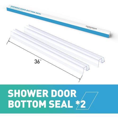 Sliding Shower Door Bottom Seal, 2 PCS 3/8 x 36 Sliding Shower Door Sweep for 3/8Inch Glass, Frameless Glass Door Seal Strip Stop Shower Leaks and Create a Water Barrier