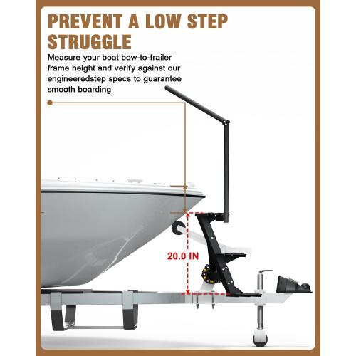 Boat Trailer Steps, Heavy Duty Trailer Winch Post Steps with Handle | Universal Fit for 3 x 3, 3.5 x 3.5, Non-Slip Surface, 450Lbs Capacity