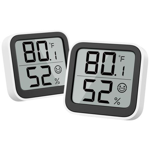 NOKLEAD Thermometer Humidity Meter Inside Mini Hygrometer Monitor Room Temperature Measuring Device with Face Icon Comfort Indicator ℃/℉ Switch for Baby Room Greenhouse Office Living Room（2）