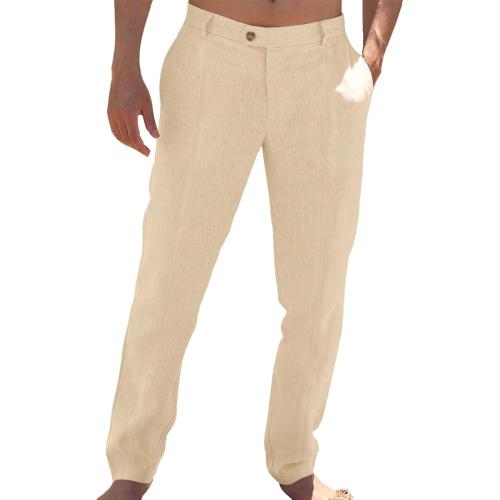 Size 38-32...Runcati Mens Casual Pants Elastic Waist Cotton Linen Pants Pleated Loose Fit Lightweight Beach Yoga Trousers