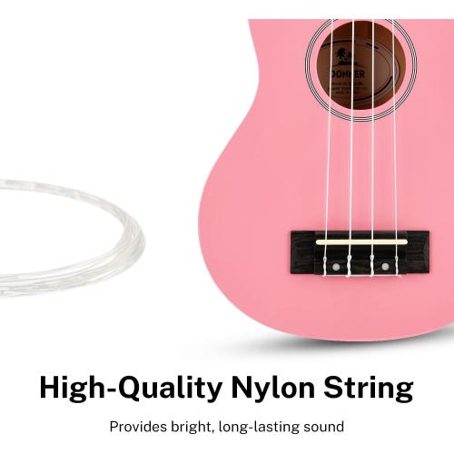 Color Pink Donner Soprano Ukulele for Beginner 21 Inch Ukelele Starter Bundle Kit with Free Online Lessons Bag Strap String Tuner Picks Cloth (Pink)…