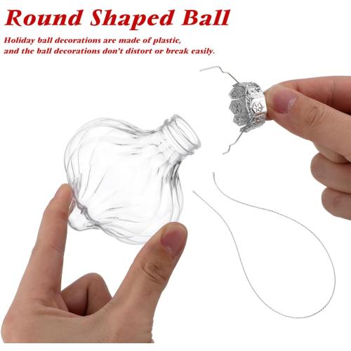Garneck 8pcs Clear Plastic Christmas Balls: 4.3Inch Fillable Light Bulb Bottle Ornaments for Xmas Tree Hanging Empty Booze Balls with Screw Off Cap for DIY Craft, Holiday Party Home Decoration