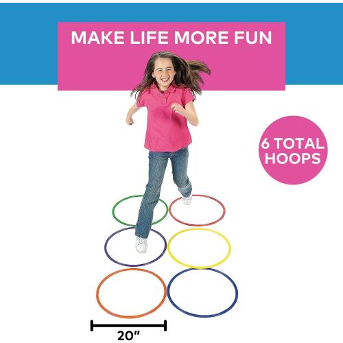 Fun Express Large 20 Inch Obstacle Course Agility Rings Set of 6 - Professional PE Equipment for Elementary School Physical Education | Carnival Games Ring Toss for Kids Outdoor Play & Field Day