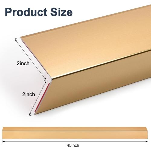 4PCS 45 Aluminum Metal Corner Protectors, Self Adhesive Corner Guards, Metal Wall Edge Protector Strip, Furniture Corner Protectors, Wall Cabinet Baseboard Decoration 45 x 2 (Copper Gold)