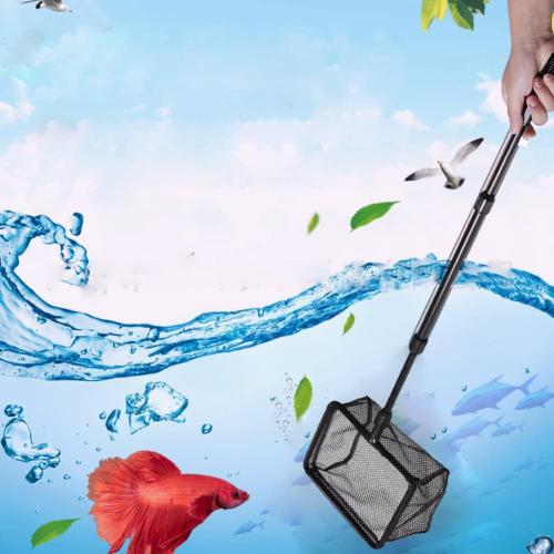 Pssopp Aquarium Fishing Landing Net, Retractable Fish Fishing Net Fish Shrimp Net Floating Objects Clean Tools for Fishes Catch and Release (M)