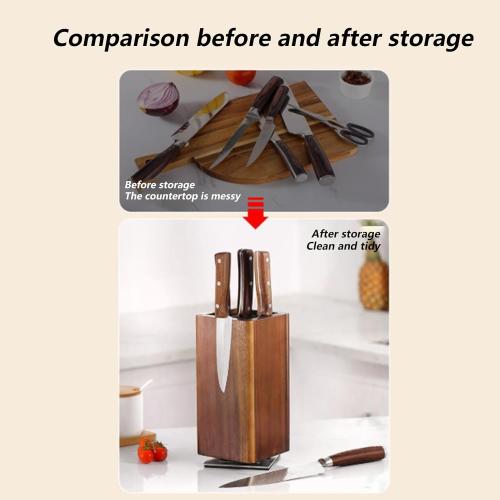 Magnetic kniife Block - Wooden kniife Holder | 360° Rotatable Kitchen Utensil Organizer, Double Sided Magnetic Knives Stand For Cooking Enthusiasts Professional Cooks Chefs Kitchen Club Apartment
