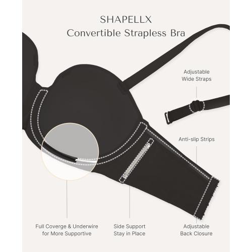 Size 32DD SHEROINE Women's Minimizer Convertible Strapless Bra with Underwire Push Up Bras