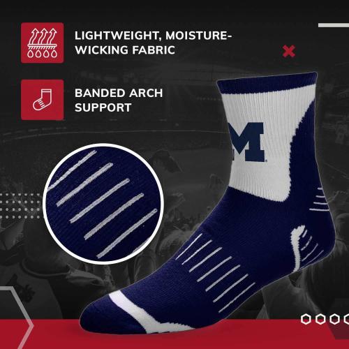 For Bare Feet Adult NCAA Surge Quarter Length Crew Socks - All Weather Performance - Men & Women - Enhance Your Team Footwear