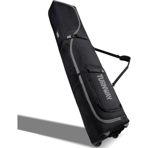 TurnWay Padded Ski Bag with Wheels for Air Travel, Double Rolling Snowboard Bag Heavy Duty Waterproof for Storage & Transportation of Snowboard/Ski Gear