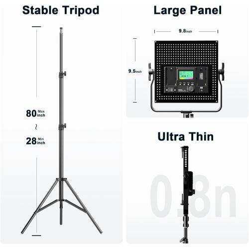 Pixel K80 Photography Lighting with APP Control, 2600K-10000K CRI 97  RGB Led Video Light Panel, 9 Applicable Scenes Lighting for Studio/Gaming/Streaming/YouTube/Videography/Film/Video Recording