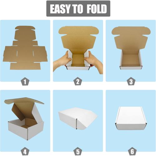 5x5x2 Shipping Boxes, Small White Gift Box Corrugated Cardboard Boxes Jewelry Mailing Packaging Mailers for Small Business Lightweight Flat Cute Literature Mailer, 25 Pack