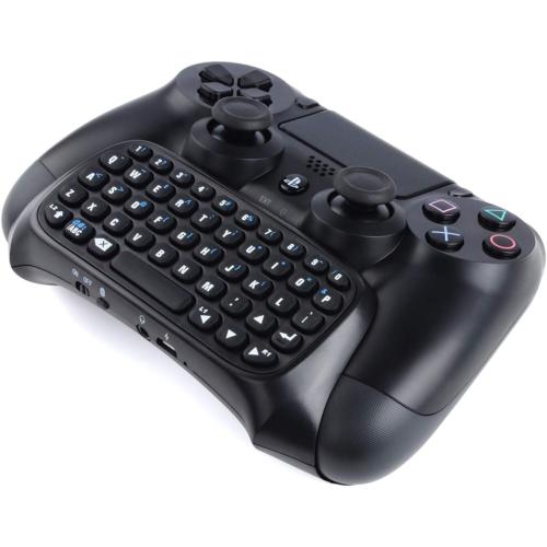 Controller Keyboard for PS4, Wireless Bluetooth Keypad Mini Chatpad Rechargeable Online Gaming Live Chat Message Gamepad Keyboard with Built-In Speaker & 3.5MM Audio Jack for Playstation 4 Dualshock