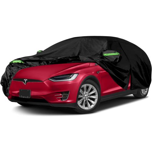 Color Black Waterproof Car Cover Replace for 2015-2025 Tesla Model X, All Weather Model X Covers with Zipper Door, Ventilated Mesh & Charging Port for Snow Rain Dust Hail Protection