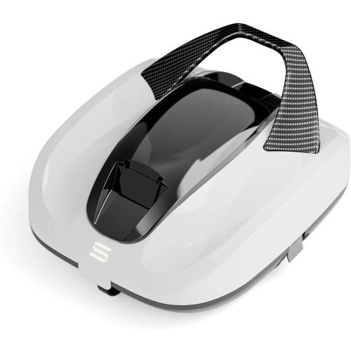 Automatic Pool Cleaner Robot, Cordless Robotic Pool Vacuum, Smart Navigation, White and Black
