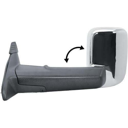 Replacement Driver Left Side Door Towing Mirror Chrome Back Cover Power and Heated Glass with Turn Signal Light and Puddle Light Manual Folding and Temperature Sensor For Ram 1500 2500 3500 2009-2018 ‼️rubber is slightly worn on mirror ‼️