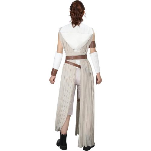 Size Large Womens Rey Costume Adult Jedi Cosplay Suits Deluxe Tops Pants Outfit Full Set with Belt for Halloween