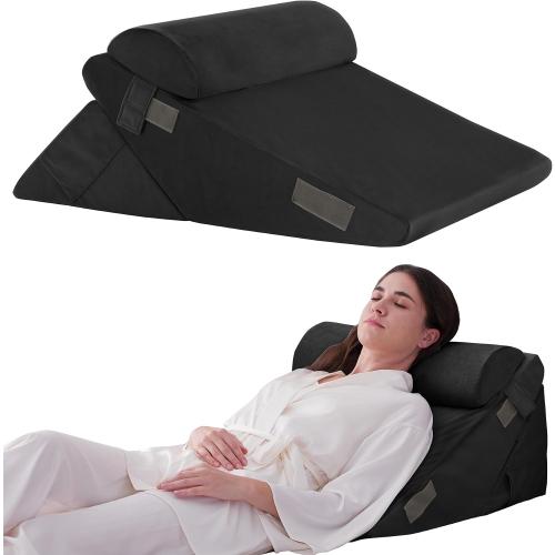 3PCS Soze 9&12 Color Black Wedge Pillow Set for After Surgery, Adjustable 9&12 Inch Bed Wedge Pillow for Sleeping, Incline Pillow Wedge for Headboard, Post Surgery, Acid Reflux, Neck&Back Support, Black