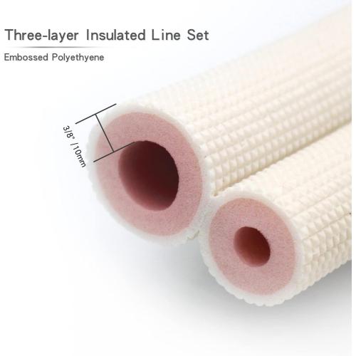 50ft Length Mini Split Line Set 1/4 3/8 OD Copper Pipes Tubing and 3/8 White PE Thickened Insulated with Flared Nuts for Mini Split Air Conditioner HVAC or Heat Pump for 9000BTU (1/4 3/8 with wires)
