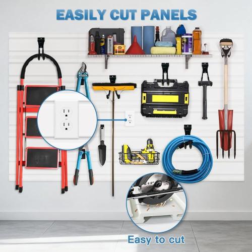 6PCS Slatwall Panel 6X24,Slat Wall Paneling System for Garage | Heavy-Duty PVC Garage Wall Organizer, Slatwall Board For Workshop Organization, Retail Display, Easy Installation,White