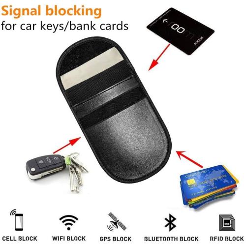 Faraday Bag for Key Fob,Faraday Cage Protector - Car RFID Signal Blocking, Anti-Theft Pouch, Anti-Hacking Case Blocker,Executive Privacy, Travel Security,2 Pack