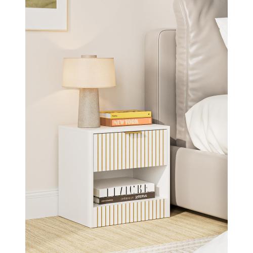 Masupu Small Night Stand Modern Bedside Table NightStand with Drawer,Side End Table for Bedroom,Living Room,Office White