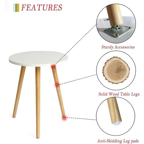 AWASEN Round Side Table, Small Accent Table Nightstand Modern End Table for Living Room Bedroom Office Small Spaces, 15.7''D x 19.69''H (White)