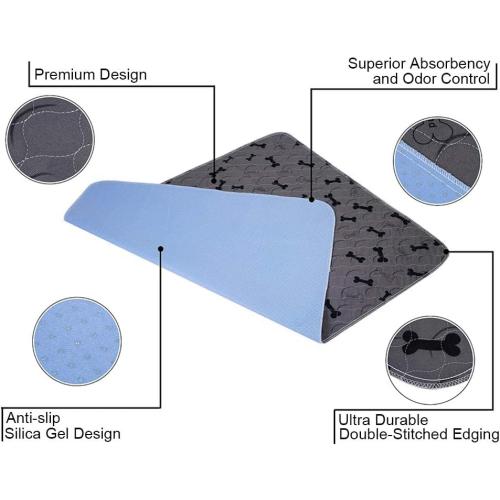 Washable Dog Pee Pads with Free Grooming Gloves,Non Slip Dog Mats with Great Urine Absorption,Reusable Puppy Pee Pads for Whelping,Potty,Training,Playpen