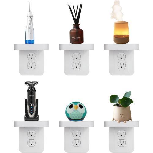 Outlet Shelf Holder Fit for Duplex Receptacle, Bathroom Decor,Cable Management,A Space Saving Solution, Homepod Mini Google Home/Echo/Smart Speakers/Electric Toothbrush/Cell Phone (Standard)