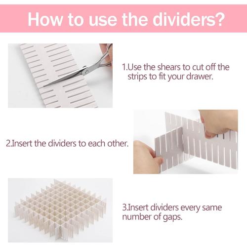 acDesign 40Pcs Grid Drawer Dividers, Adjustable Drawer Organizer for Socks, Underwear, Lingerie, Makeup, Bedroom Office Kitchen Storage (White)