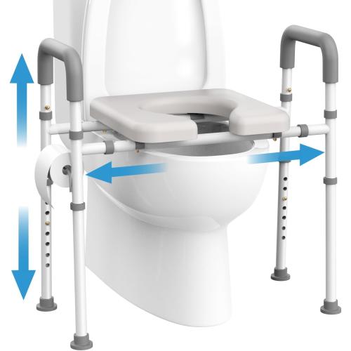 Agrish Raised Toilet Seat with Handles, FSA/HSA Eligible Toilet Seat Risers for Seniors - with Adjustable Height & Width, 500lb Handicap Elevated Toilet Riser for Elderly, Fit Any Toilet
