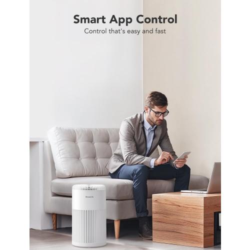 GoveeLife Smart Air Purifier for Home Large Room Up to 1524 sq.ft.with Washable Filter, Integrated PM 2.5 Air Quality Sensor,WiFi, Air Purifier for Smoke, Wildfire, Pet Hair,24dB, White