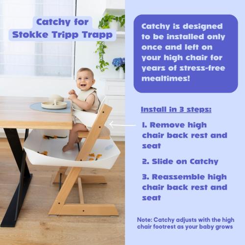CATCHY - Food Catcher - Compatible with Stokke Tripp Trapp High Chair   11 Other High Chairs - Highchair Sold Separately - Baby & Toddler Food & Mess Catcher - Under High Chair Accessory