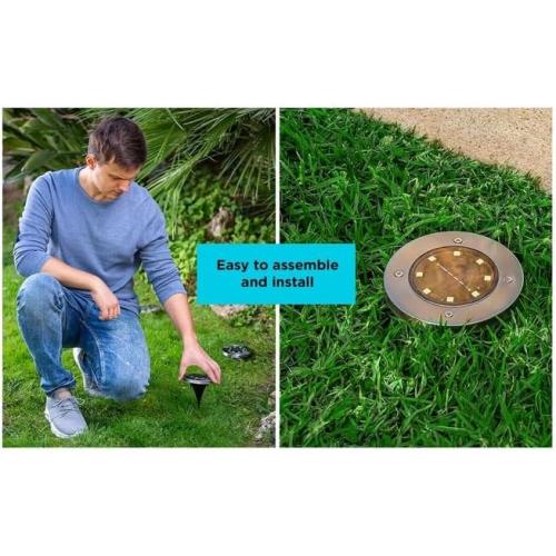 8Pack.... Solar-Powered Outdoor Disk Light