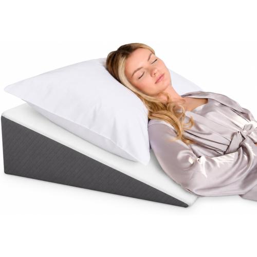 Kolbs Bed Wedge Pillow for Sleep Apnea, FSA Eligible Acid Reflux, and Back Pain Relief, with Chic Jacquard Cover - Headboard Wedges for Sleeping (Standard Width 7.5 Height)