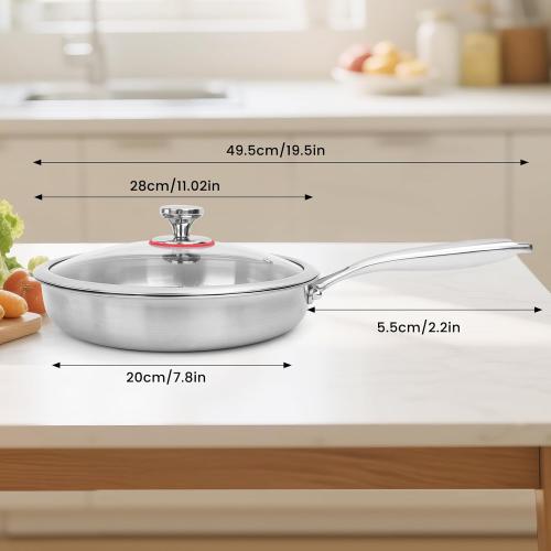 Titanium Hammered Pan Pro with Lid - 11.02 Inch Titanium Non Stick Frying Pan | Scratch-Resistant, Even Heating Cookware for All Stovetops (11in-With Lid)