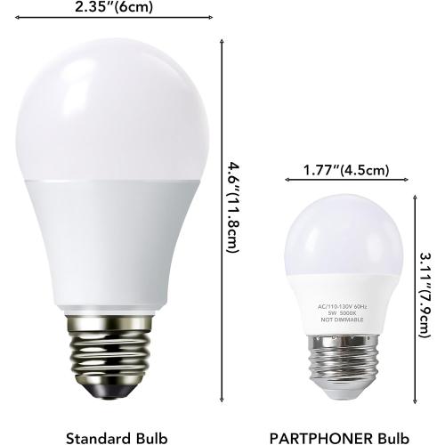 5W LED Refrigerator Light Bulbs 40 Equivalent, A15 Small Applicance Light Bulb E26 Medium Base, 120V Waterproof Fridge Bulbs Daylight White Freezer Home Lighting Lamp Non-dimmable, 2 Pack