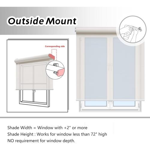 AOSKY Cordless Roller Shades for Windows Light Filtering Shades with 5% Openness Solar Screen Semi Sheer Roller Blinds UV Protection for Office and Home. Easy to Install 56 W x 72 H (White)