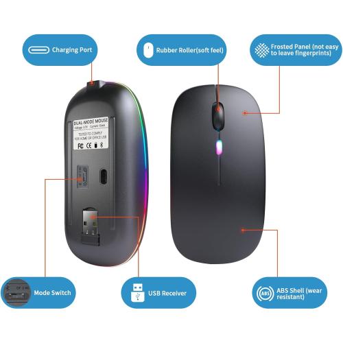 Wireless Bluetooth Mouse, Rechargeable