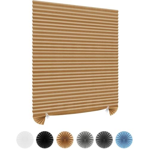 Window Blinds Cordless No Drill Cut to Size Clip On Stick On Self Adhesive Temporary Blinds Pleated Paper Blinds for Windows Doors Shades for Home Nursery Bedroom Kitchen Bathroom