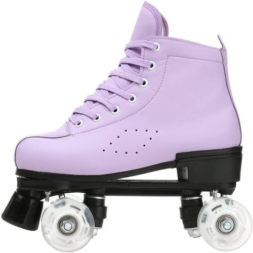 Roller Skates for Women and Men Cowhide High-Top Shoes Classic Double-Row Roller Skate Four-Wheel Roller Skates for Men Girls Unisex Size 35