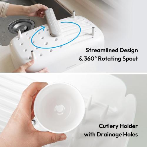 carrotez Split-Design Small Dish Drying Rack 9.5'' × 15.9'' × 4.9'' - White