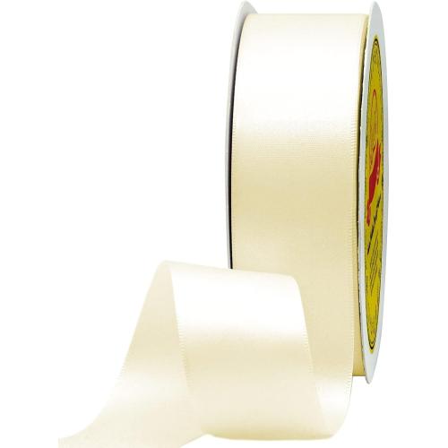 Double Face Ivory Satin Ribbon 1-1/2 inch X 50 Yards Polyester Ivory Ribbon 2 pack