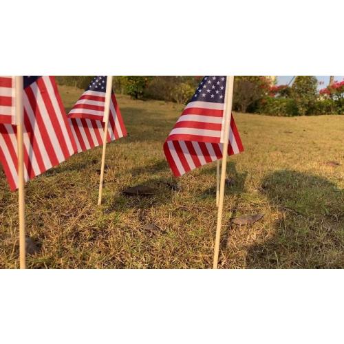 12 Pack Small American Flags on Stick Small US Flags/Mini American Flags for Outside 4x6 Inch American Hand Held Stick Flags with Kid-Safe Spear Top, Patriotic Veterans Day Decorations, 4th of July Decorations