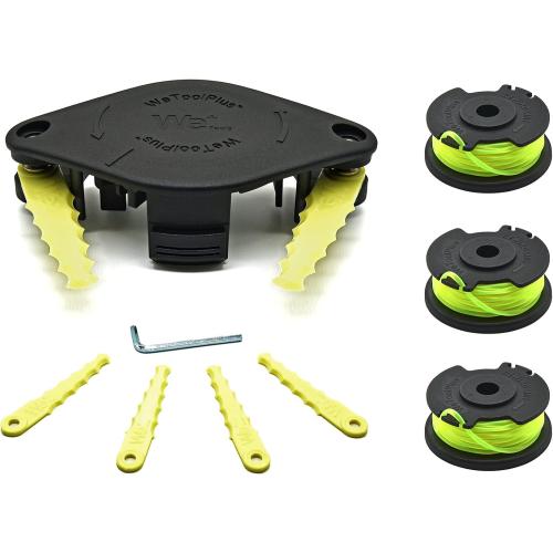 GTK0001 Compatible with RYOBI One  Trimmers 1 Pack Weed Eater Bladed Head with 6 pcs Heavy Duty Replacement Blades 3 Pack Ryobi Weed Wacker String AC80RL3A .080 Spool Line
