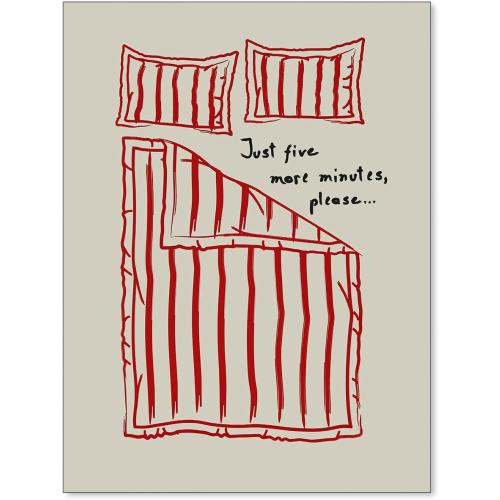 Lmuwecno Minimalist Funny Red Wall Art Retro Cute Fun Quotes Posters Trendy Mid Century Hand Drawn Painting Canvas Prints for Bedroom Dorm Wall Decor Unframed