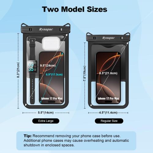 [Up to 10] Large Waterproof Phone Pouch Bag - 2 Pack IPX8 Waterproof Phone Case for iPhone 17 16 15 Pro Max Galaxy S25 S24 Ultra, Touchscreen & Underwater Photography, Beach Cruise Travel Essentials